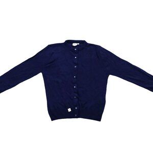 Retro Vintage 1940s-1950s Deep Sea Blue Long Sleeve Cardigan Knit Fall Sweater